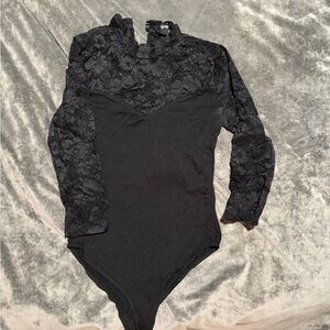 Black Lace Long Sleeve Bodysuit